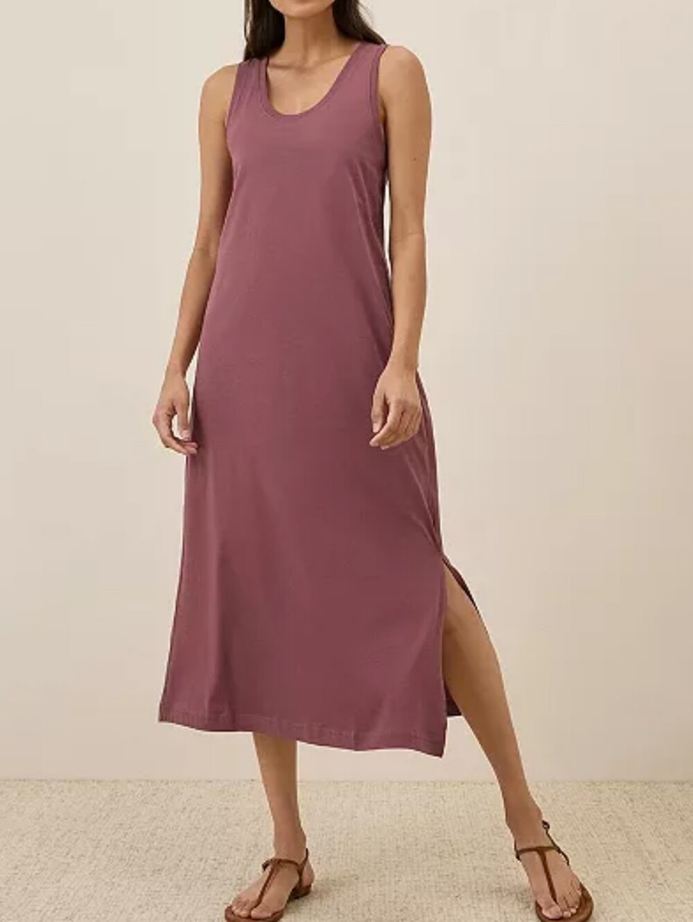 Pact Organic Cotton Softspun Tank Midi Dress In Mauve Size Large